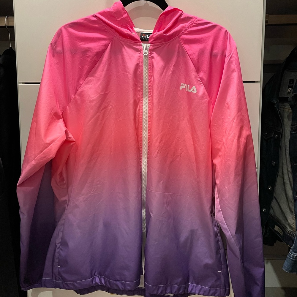 Fila Sport Size XL Hombre Pink Purple Sport Zip Up Jacket